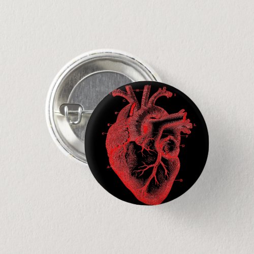 Anatomical Human Heart Red Diagram button pin