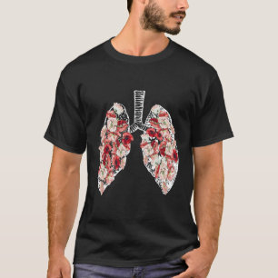 Anatomical Lungs And Flowers T-Shirt