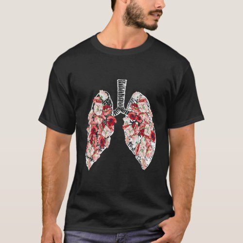 Anatomical Lungs And Flowers T_Shirt