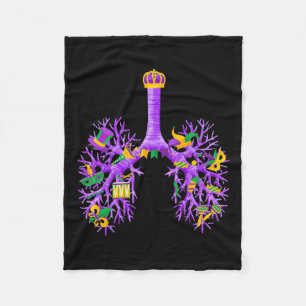 Anatomical Lungs Mardi Gras Respiratory Therapist Fleece Blanket