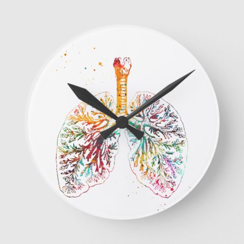 Anatomical Lungs Round Clock