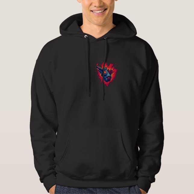Anatomical Mechanical Heart with Laser Gun Cyberpu Hoodie (Front)