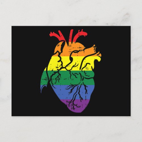 Anatomical Rainbow Heart Gay Pride Flag LGBT Announcement Postcard