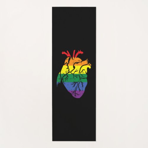 Anatomical Rainbow Heart Gay Pride Flag LGBT Yoga Mat