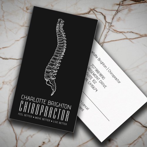 Anatomical Spine Chiropractor Black Appointment  Business Card