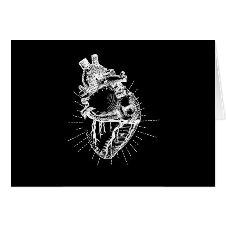 Anatomically Correct Heart Black Background Card