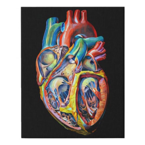 anatomy abstract art colorful human heart faux canvas print