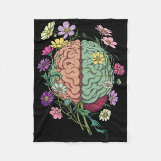 Anatomy Brain Flowers Floral Mental Health Psychol Fleece Blanket