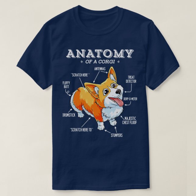 Anatomy Corgi Dog T-Shirt (Design Front)