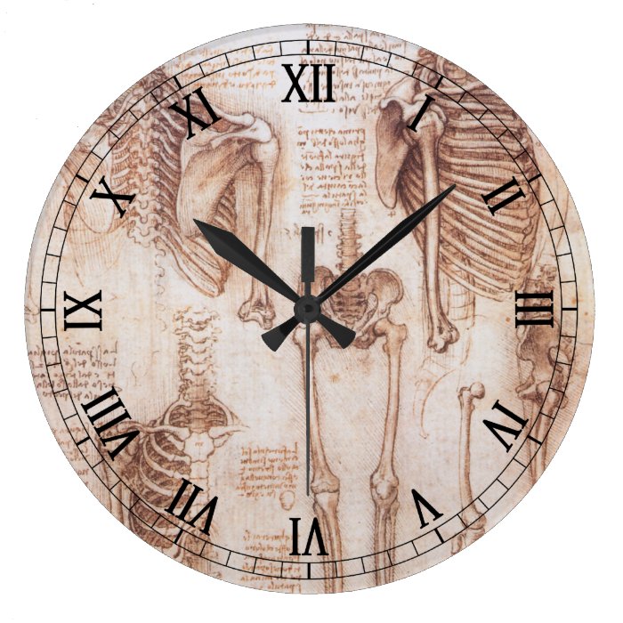 Anatomy Drawings Human Skeletons Leonardo da Vinci Wall Clocks