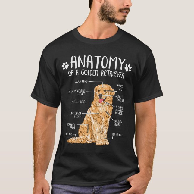 Anatomy Golden Retriever Dog Lover T-Shirt (Front)