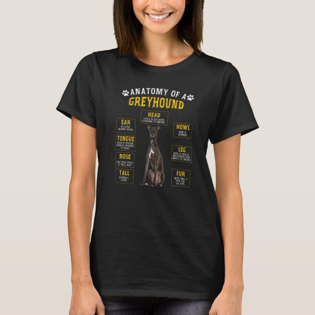 Anatomy Greyhound  For Women Men T-Shirt (Front)