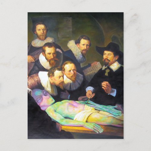 Anatomy Lesson With Alien Painting Vertical Design Postcard