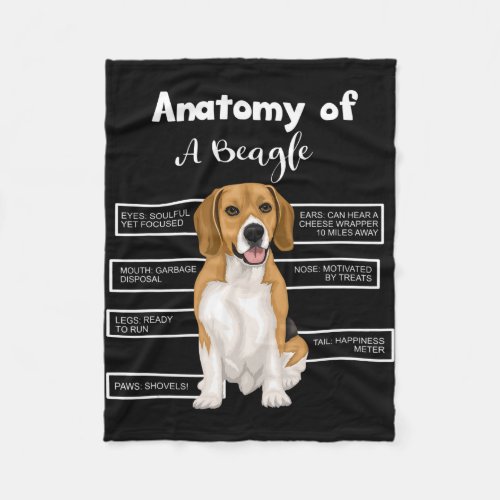 Anatomy Of A Beagle Funny Dog Lovers Gifts Fleece Blanket