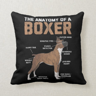 Anatomy of a Boxer Dog Animal Pet Lover Throw Pillow
