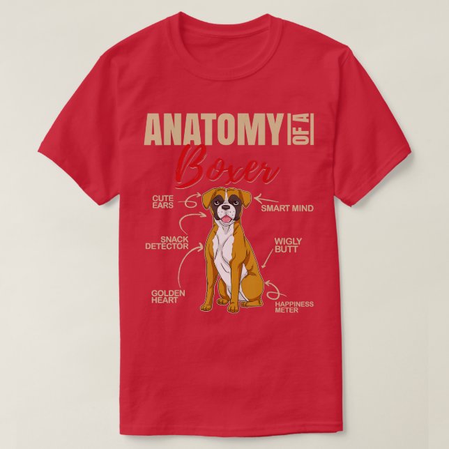 Anatomy of a Boxer Funny Boxer Dog  T-Shirt (Design Front)