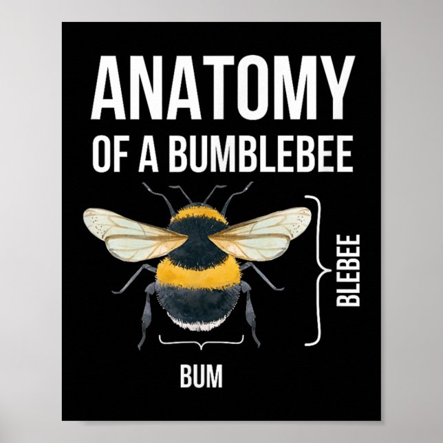Anatomy Of A Bumblebee Funny Sarcastic Humor Quote Poster (Front)