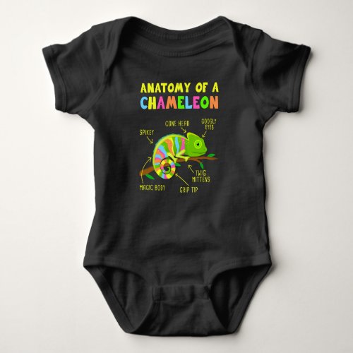 Anatomy of A Chameleon  Lizard Reptiles Baby Bodysuit