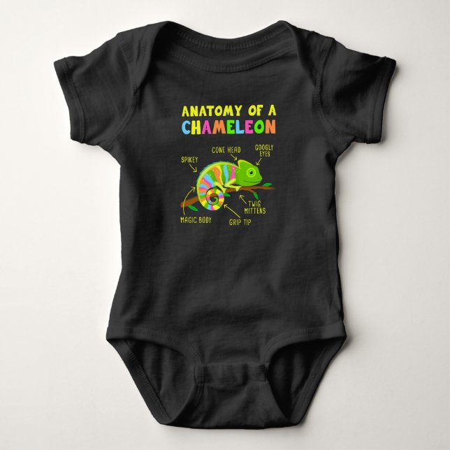 Anatomy of A Chameleon  Lizard Reptiles Baby Bodysuit (Front)