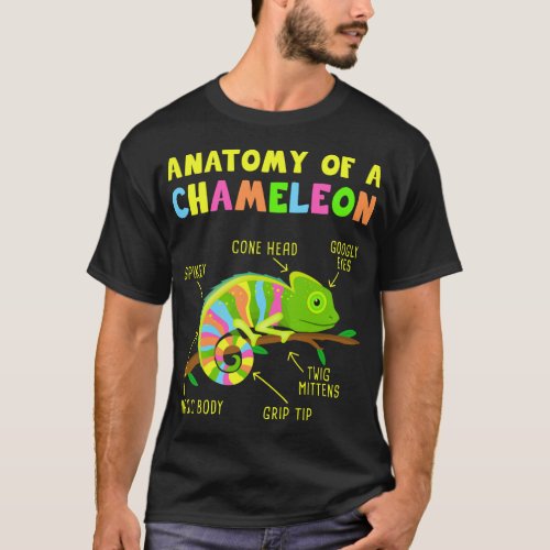 Anatomy of A Chameleon  Lizard Reptiles T_Shirt