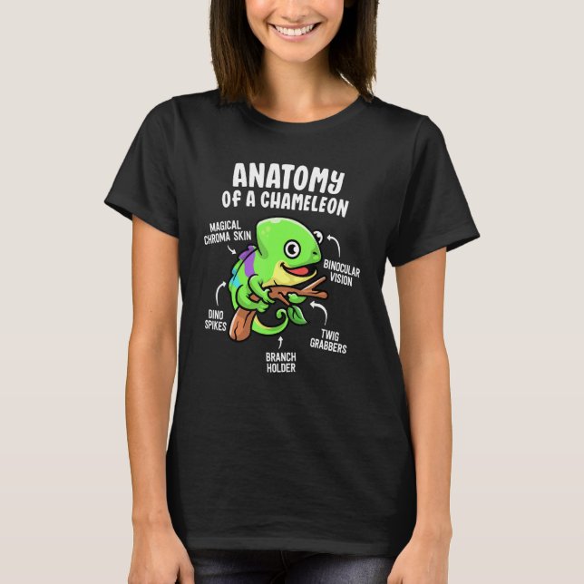 Anatomy Of A Chameleon Reptile Pet Lizard T-Shirt (Front)