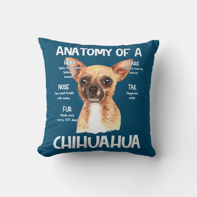 Anatomy Of A Chihuahua For Dog Lovers Throw Pillow (Front)