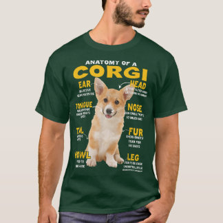 Anatomy Of A Corgi Funny Dog Lover  T-Shirt