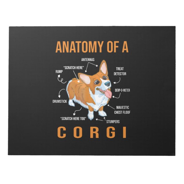 Anatomy of a Corgi Funny Dog Notepad (Front)