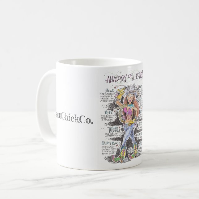 Anatomy of a Cowgirl coffee mug (Front Left)