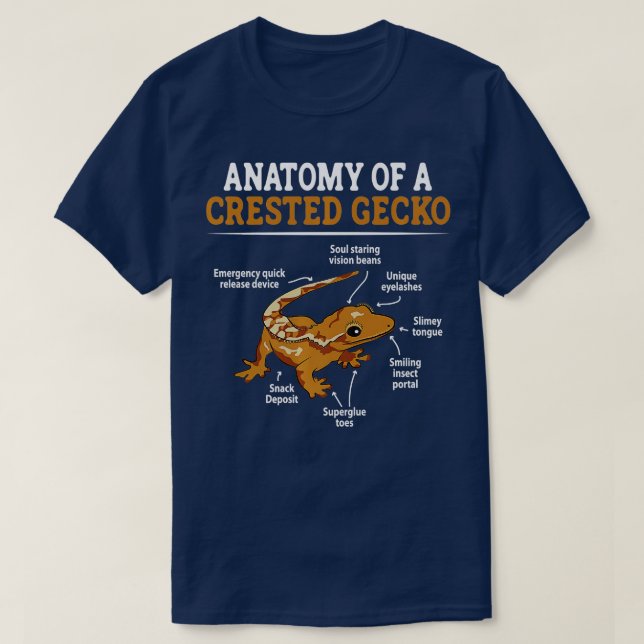 Anatomy Of A Crested Gecko Eyelash Lizard Herpetol T-Shirt (Design Front)