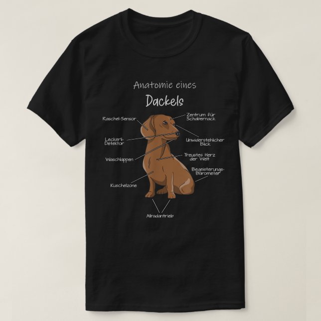 Anatomy of a Dachshund Badger Dog Teckel  T-Shirt (Design Front)