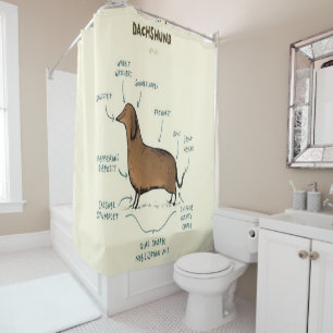 Anatomy Of A Dachshund   Dachshund Dog Lovers Shower Curtain
