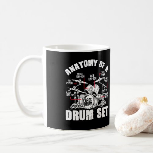 Anatomy Of A Drum Set  Drummer Musician Drumsticks Coffee Mug