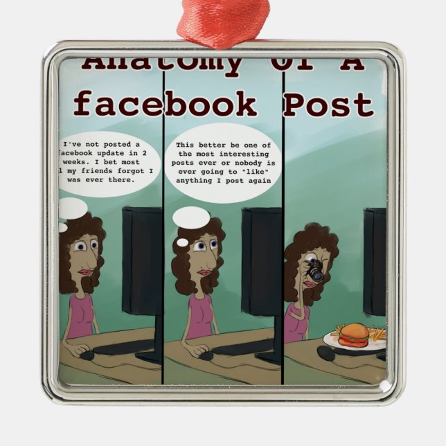 Anatomy Of A facebook Post Funny Metal Ornament (Front)