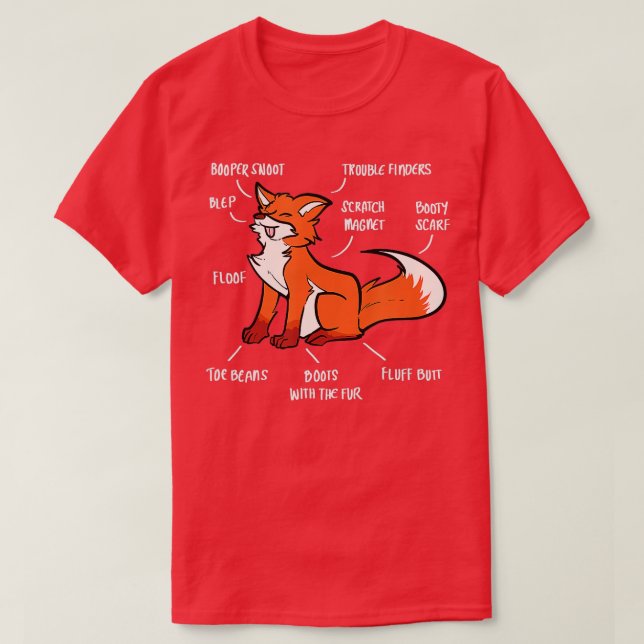 Anatomy Of A Fox Fox Lover  T-Shirt (Design Front)