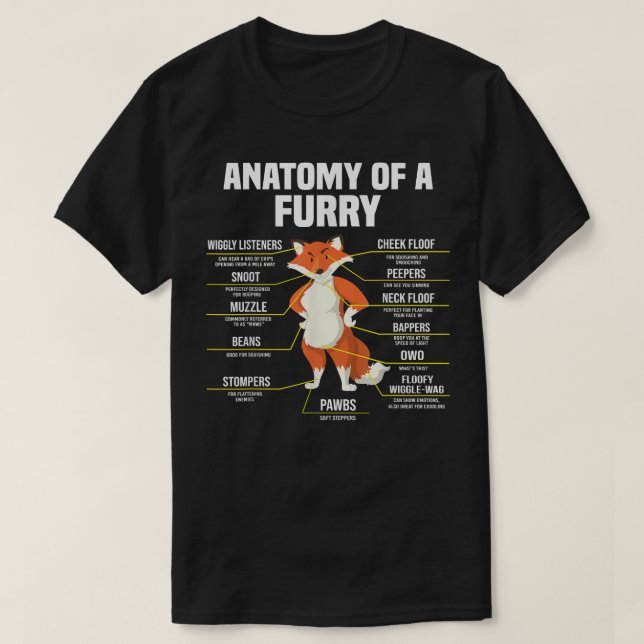 Anatomy Of A Furry Fandom Furries Cute Sweet Funny T-Shirt (Design Front)
