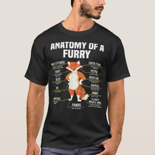 Anatomy Of A Furry Fandom Furries Cute Sweet Funny T_Shirt