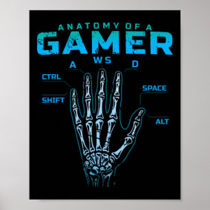Anatomy Of A Gamer Shirt Skeleton Hand Video Game Poster