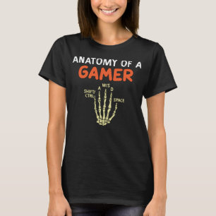 Anatomy of A Gamer Skeleton Hand Funny Computer Ga T-Shirt