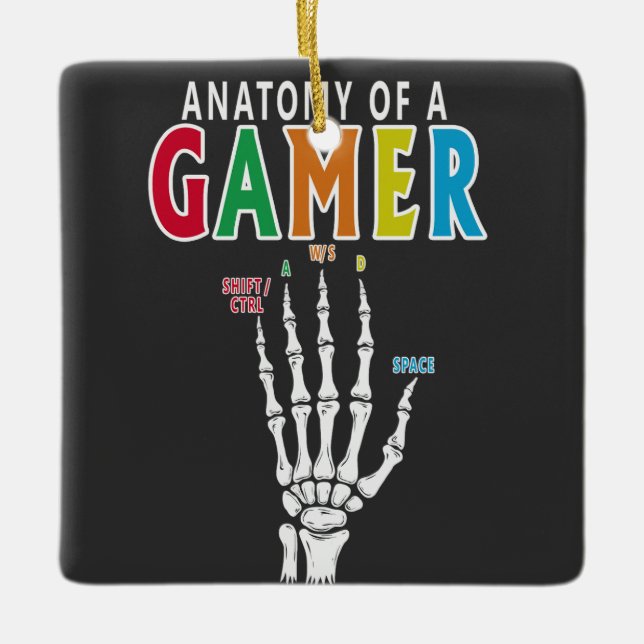 Anatomy Of A Gamer Skeleton Hand Funny  Ornament (Front)