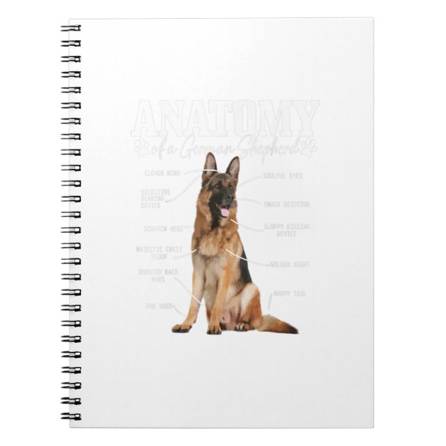Anatomy Of A German Shepherd Funny Cute Dog Mom Da Notebook (Front)
