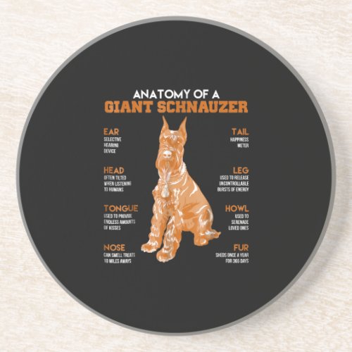 Anatomy of a giant schnauzer dogs t  funny gift coaster