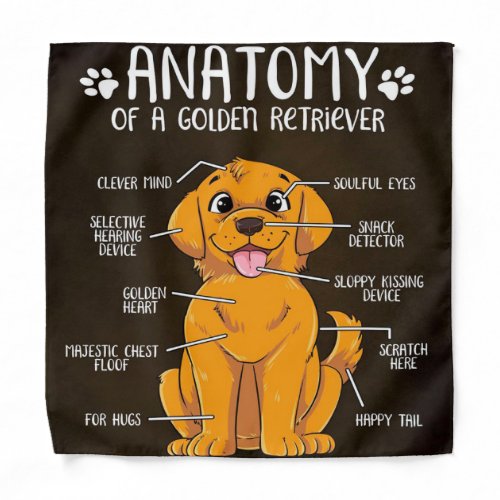 Anatomy Of a Golden Retriever Funny Dog Bandana