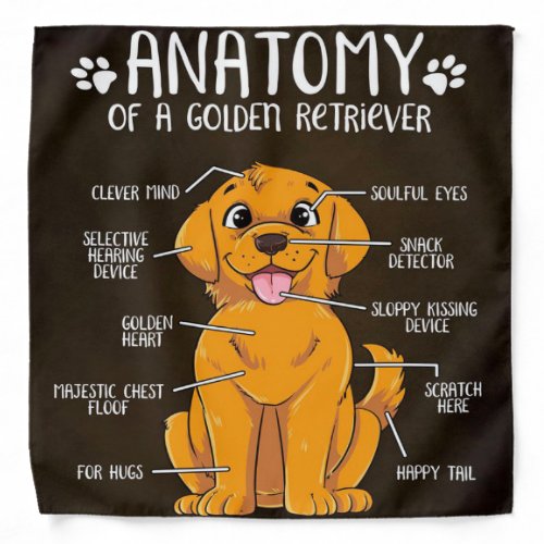 Anatomy Of a Golden Retriever Funny Gift Bandana