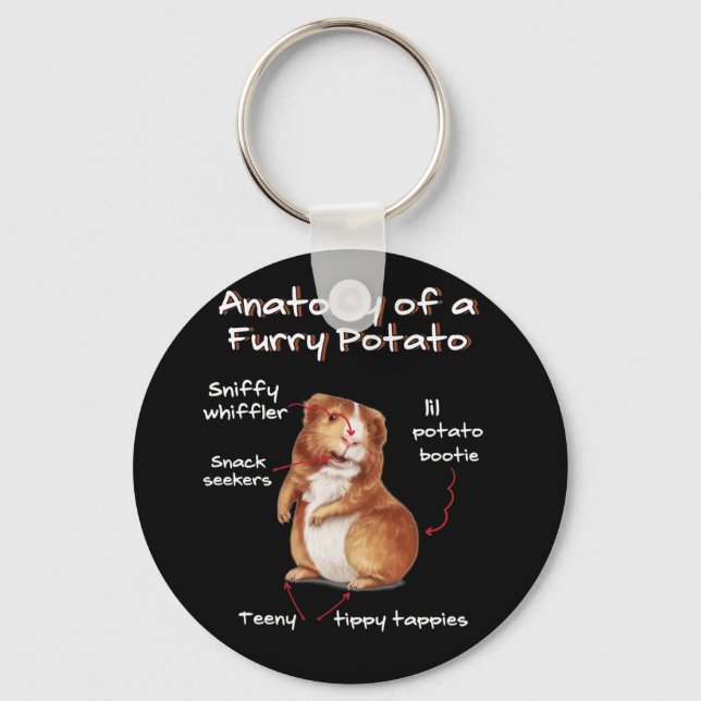 Anatomy Of A Guinea Pig Funny Furry Potato Pet Keychain (Front)