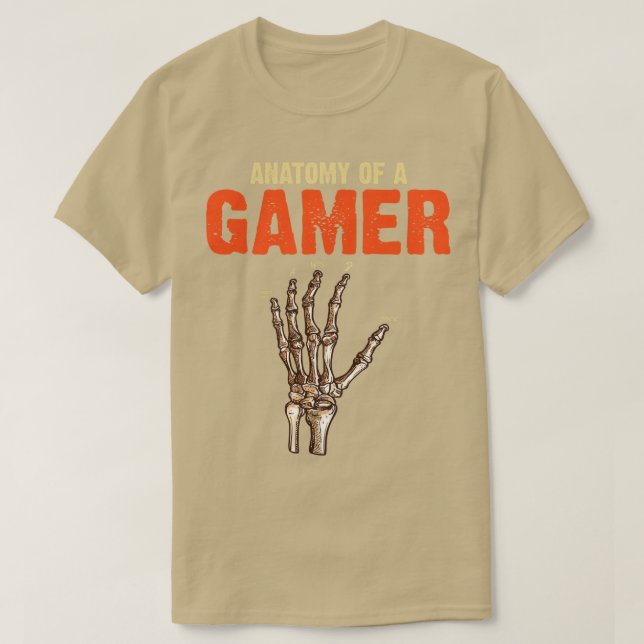 Anatomy Of A Hand Skeleton Video Gaming Funny T-Shirt (Design Front)