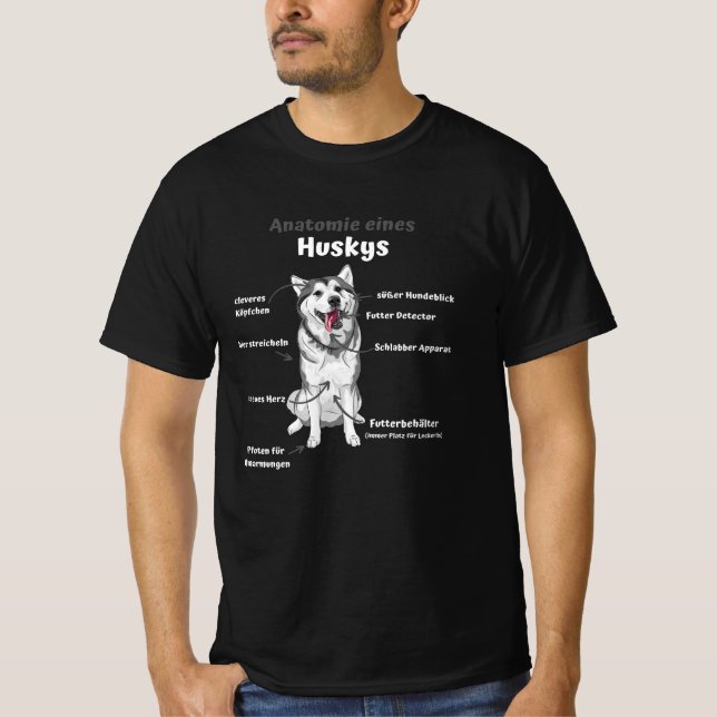 Anatomy Of A Husky Cute Dogs Funny Puppy T-Shirt (Front)