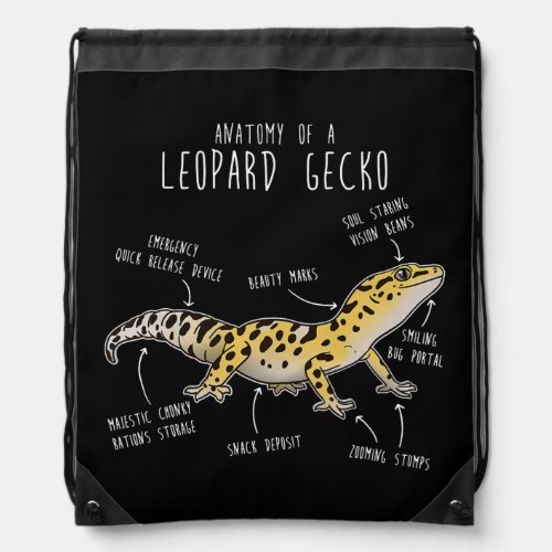 Anatomy Of A Leopard Gecko Funny Gecko Mom Drawstring Bag