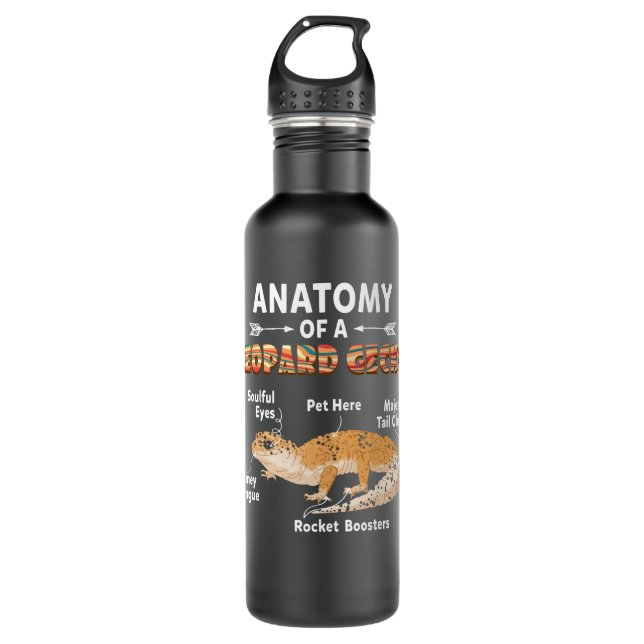 Anatomy Of A Leopard Gecko Stainless Steel Water Bottle (Front)