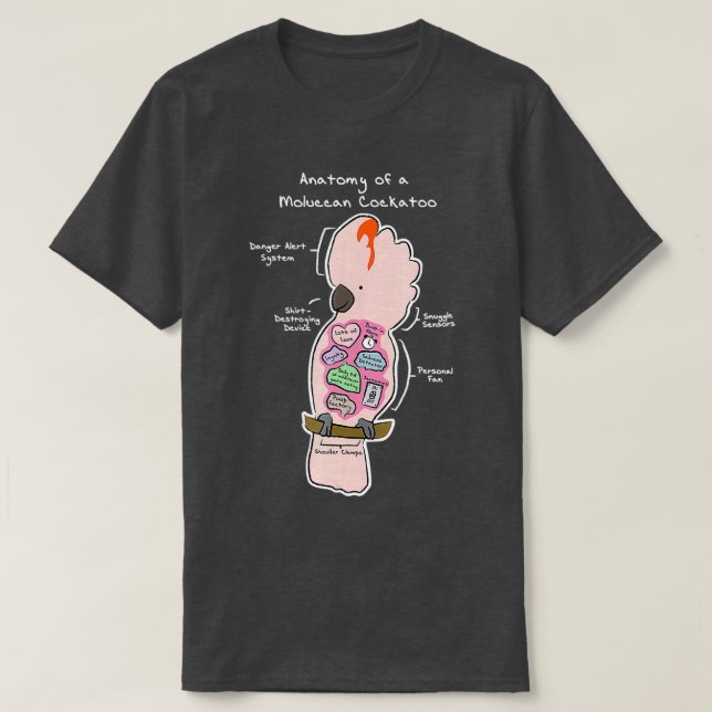 Anatomy of a Moluccan Cockatoo Funny Parrot Shirt (Design Front)